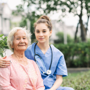 nurse with elderly patient