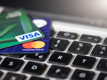 credit cards on computer keyboard