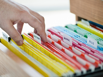 file drawer with colorful file folders