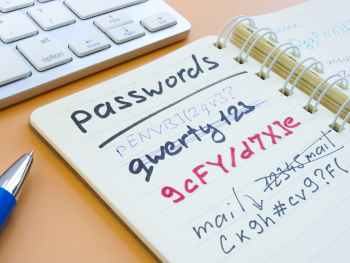 scratched out list of passwords