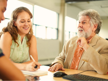 older student and classmates
