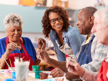 seniors at a painting class