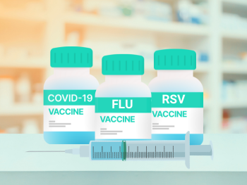 three vaccine vials and a syringe