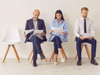 three people waiting for an interview